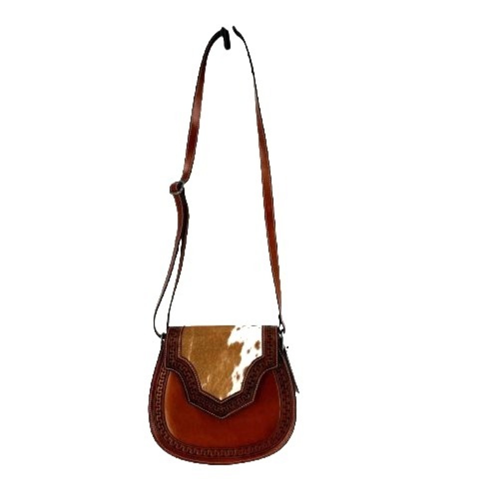 Justin‎ Women's Serpentine Hair-On Crossbody Bag Tooled Leather Western Landman - Picture 4 of 15